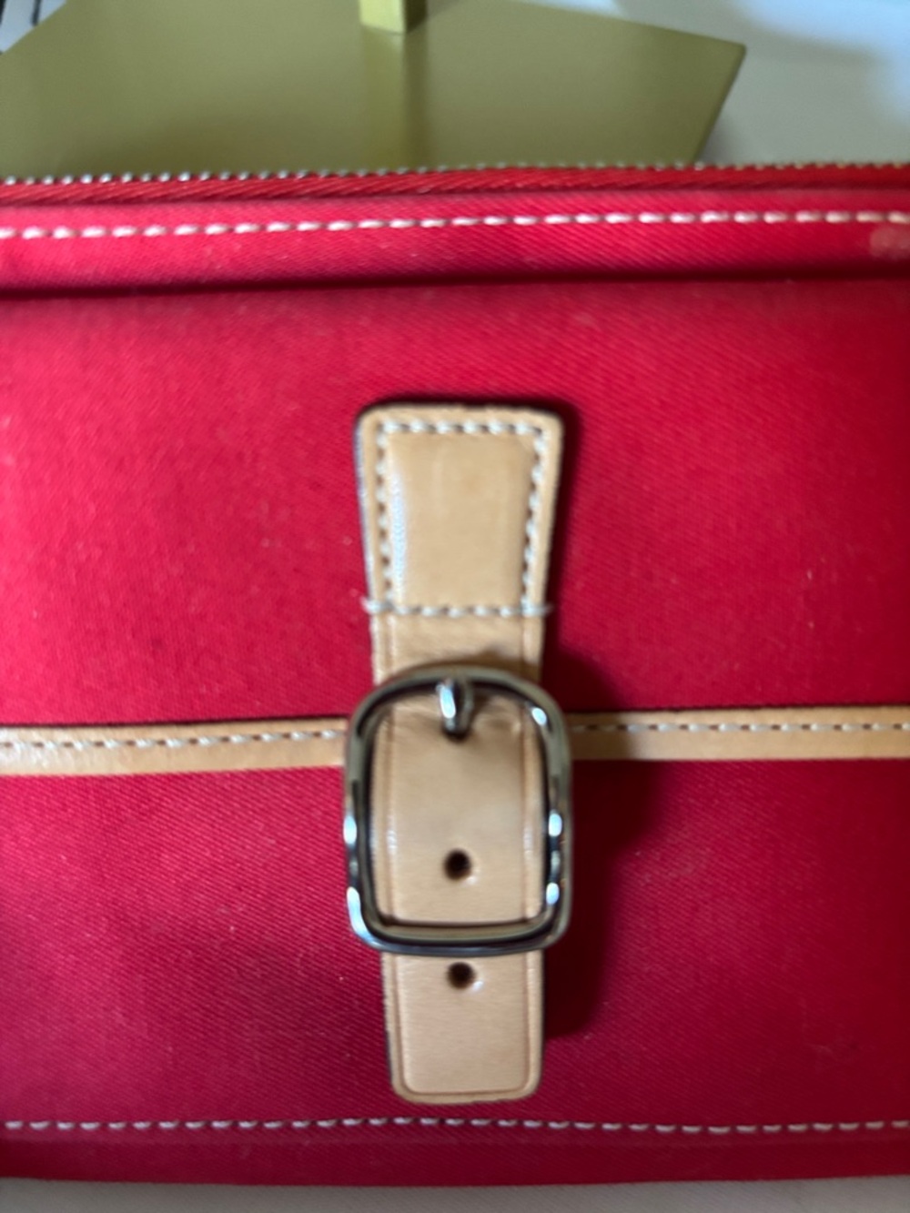 Coach Red Canvas Wristlet with Tan Leather Accents Y2K - Picture 6 of 8